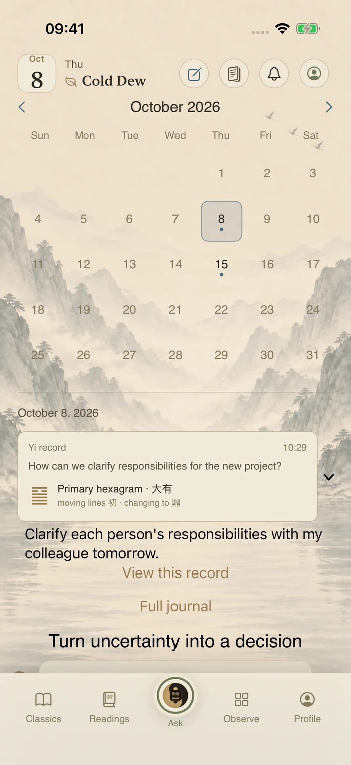 Fictional example of reopening a saved record from the calendar